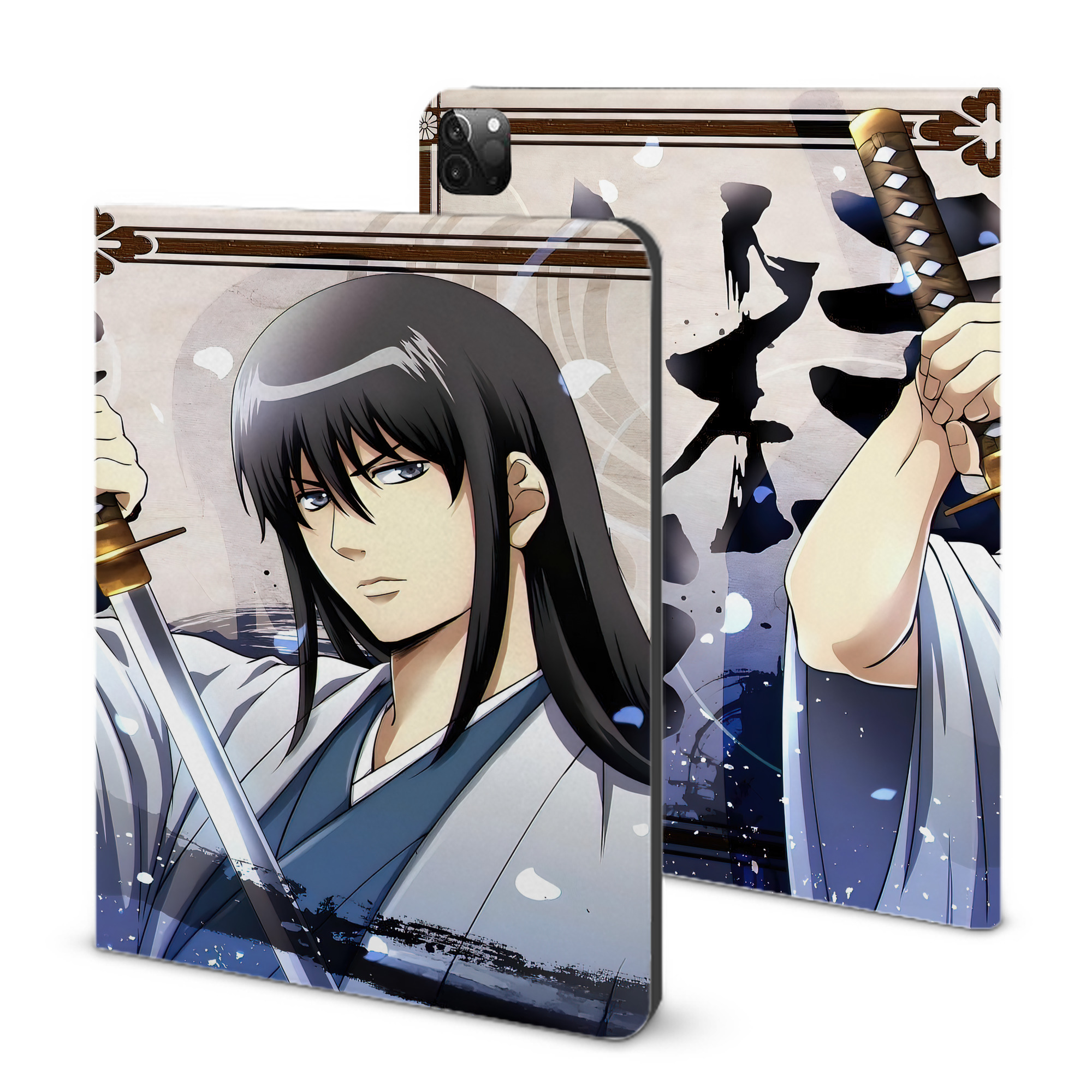 （画像用） ぎんたま 坂田銀時（さかたぎんとき） 神楽 志村新八（しむら しんぱち） GINTAMA Sakata Gintoki Kagura Shimura Shinpachi IPadケース ペンホルダー付き ブックスタイルデザイン